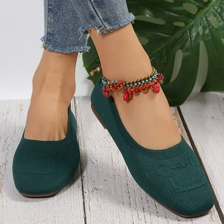 

Women‘s Square Toe Flat Shoes Solid Color Soft Sole Slip On Shoes Casual Breathable Ballet Flats