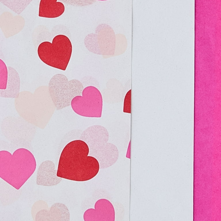 Hearts Gift Tissue Paper, Pink and White, 12 Sheets, Valentine's Day by Way To Celebrate