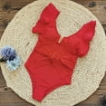 thumbnail image 4 of Aayomet Bathing Suits for Women Swimsuit Without Underwire Ruffles Hollow Belt (Red, S), 4 of 5