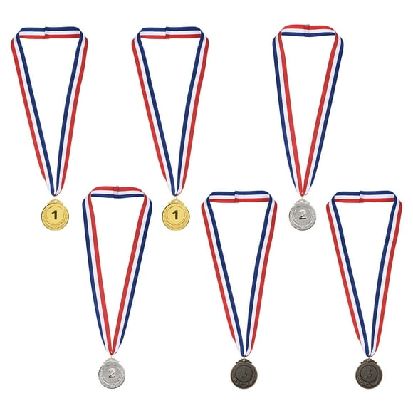 Unique Bargains 2' Gold Winner Award Medals Olympic Style Medals 1st Prizes with Ribbon 6 Pack