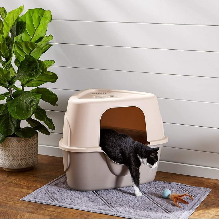 No-Mess Hooded Corner Cat Litter Box, 26 x 20 x 23 Inches, Triangle 
