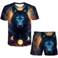 thumbnail image 1 of Conjuntos de ropa informal de lobo para niños y niñas, camisetas de dibujos animados, pantalones cortos, conjuntos de ropa para niños, 2 uds., trajes de 1 a 14 años, 2023 Gao Jinjia LED, 1 of 2