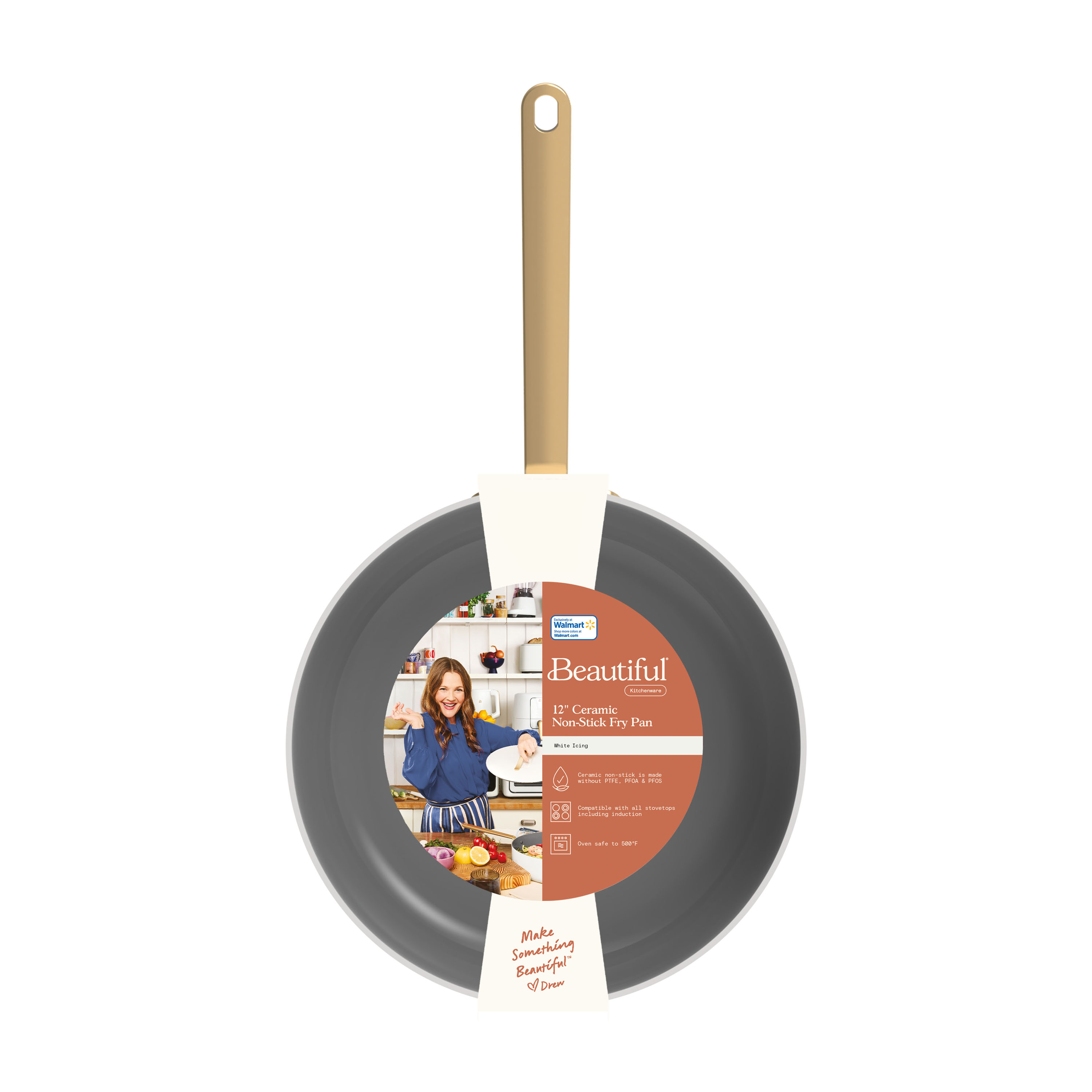 Beautiful 12" Fry Pan with Ceramic Nonstick Coating, White Icing photo 2