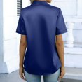 thumbnail image 7 of Women's Satin Blouse Tops Shirts Short Sleeve Button Down Solid Color Silk Satin Business Casual Office Work Daily Wear Elegant Dressy 2025 Trendy Regular Fit Shirt Dark Blue B M, 7 of 7