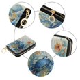 thumbnail image 3 of PU Leather Zipper Card Case Credit Card Holder Small Wallets Blue Crab and Shells, 3 of 7