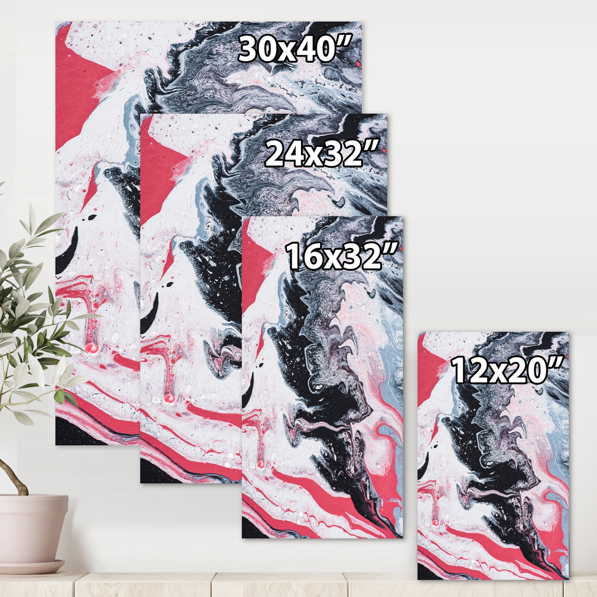 Designart ' Abstract Marble Composition In Gray and Pink I ' Modern Canvas Wall Art Print