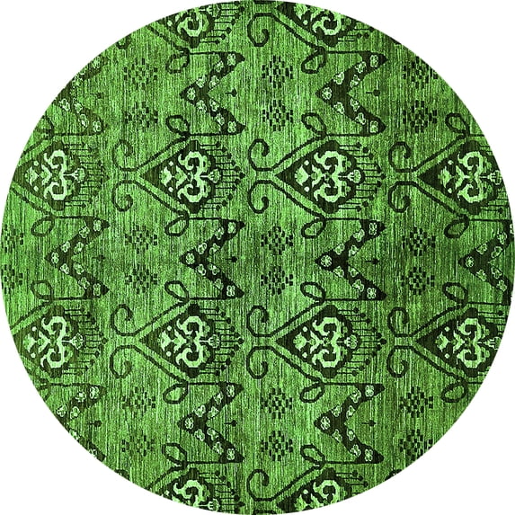 Ahgly Company Indoor Round Abstract Green Modern Area Rugs, 7' Round