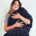 thumbnail image 4 of Donna Sharp Chenille Knitted Charcoal Throw, 4 of 9
