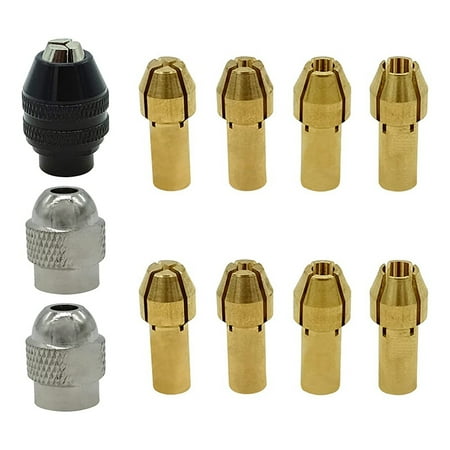 

Drill Chuck Collet Set for 11 Pcs Replacement 4485 Brass Quick Change Drill Nut Tool Set (1/32Inch to 1/8Inch)