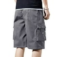 thumbnail image 4 of Men's Camouflage Casual Cargo Shorts, Loose-Fit Knee-Length Outdoor Shorts with Lace-Up Detail & Multi-Pocket Design ,Gray M, 4 of 5