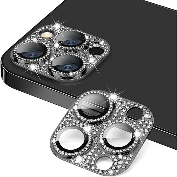 for iPhone 13 Pro & iPhone 13 Pro Max Camera Lens Protector, Bling Lens Cover 3D Rhinestone Diamond 9H Tempered Glass Camera-Graphite