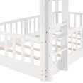thumbnail image 3 of DreamBuck Floor Bunk Bed with Slide, Twin over Twin Bunk Bed for Teens, Wood Low Bed Frame with Ladder for Teens, White, 3 of 8