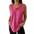thumbnail image 2 of Tqcoqu Women's Ruffled Rounf Neck Sleeveless Tank Top Casual Loose Fit Solid Color Summer Blouse,Hot Pink,Women's M-XXXL, 2 of 9