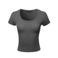 thumbnail image 1 of FashionOutfit Women's Basic Short Sleeve Scoop Neck Crop Top, 1 of 1