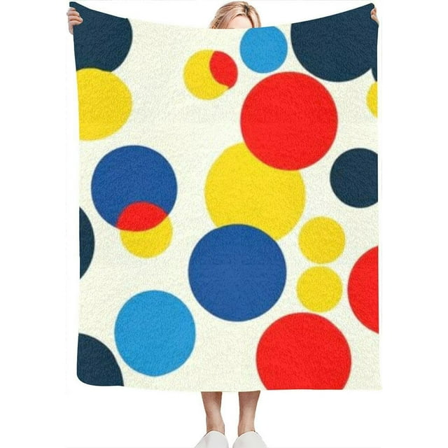 Colorful Circles Floating White Throw Blanket for Couch Bed Soft Cute Fleece Fuzzy Spring Summer Throw Blankets Cozy Living Room Throw Blanket for Chair