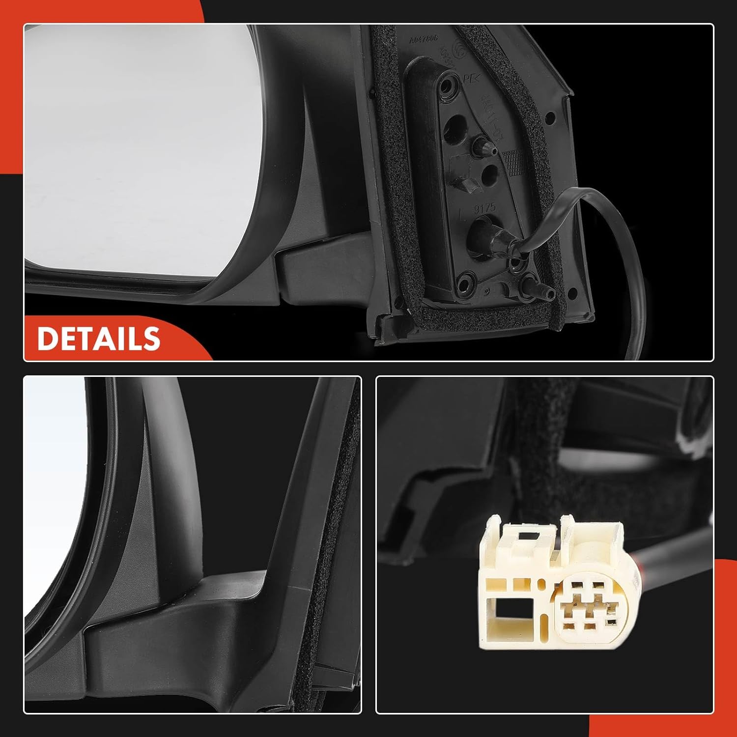 Right Side Power Mirror For 2009-2012 Toyota RAV4 – Non-Heated, Manual Folding, Paintable Black