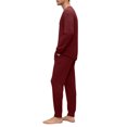 thumbnail image 4 of Dwelliawo Men's Pajamas Set Long Sleeve Cotton Blend 2-Piece Loungewear Soft cotton blend pajama set with breathable long sleeve top and pants with pockets. Red S, 4 of 5