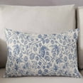 thumbnail image 3 of Blue Flowers Throw Pillow Cover 24 x 36 Inch Decorative Pillow Cover Retro Rustic Botanical Floral Leaves Vines Lumbar Pillowcase Seasonal Rectangle Cushion Case for Couch Sofa Bed Living Room, 3 of 7