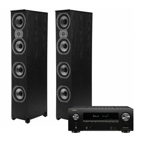 Denon AVR-X2500H 7.2-Channel 4K Ultra HD AV Receiver with Polk TSi500 Tower Speakers - Pair (Best Speakers For Denon Receiver)