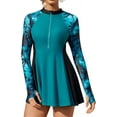 thumbnail image 1 of Beautyin Femmes Belle Modeste 2 Pièces Maillots de Bain Robe de Bain avec Slip et Fermeture Éclair UPF 50+ Robe de Garde-Robe avec Trous de Pouce, 1 of 6