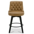 thumbnail image 3 of CHITA 26 inch Swivel Upholstered Counter Height Bar Stools with Tufted Back Set of 2, Faux Leather in Cognac Brown, 3 of 8