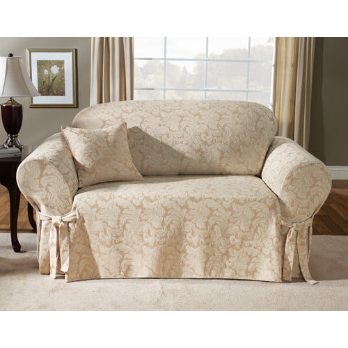 Sure Fit Scroll Classic Box Cushion Loveseat Slipcover Com - Sure Fit Sofa And Loveseat Covers