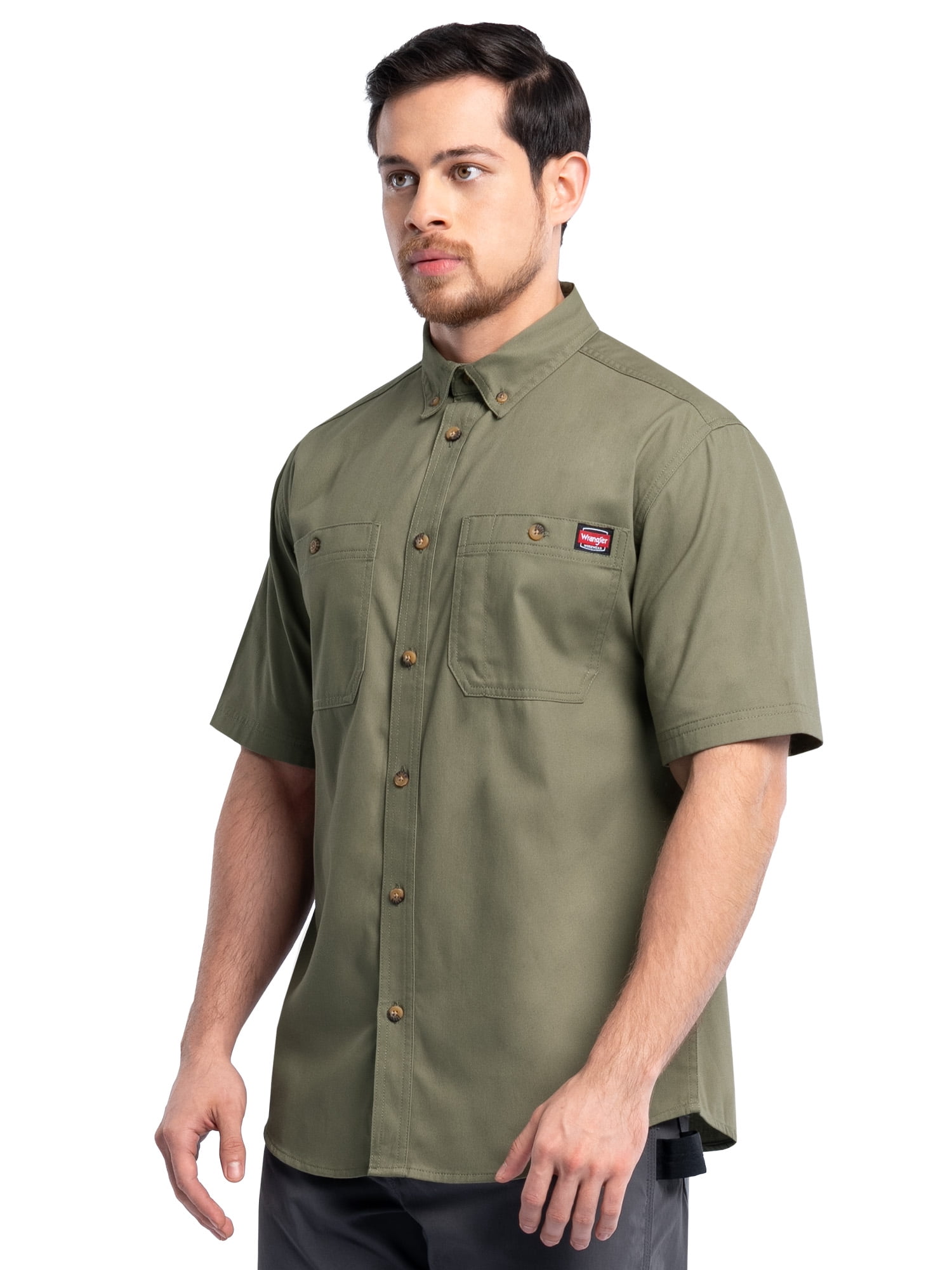 Wrangler Workwear Men’s Short Sleeve Durable Twill Pen Pocket Work Shirt, size S-3XL