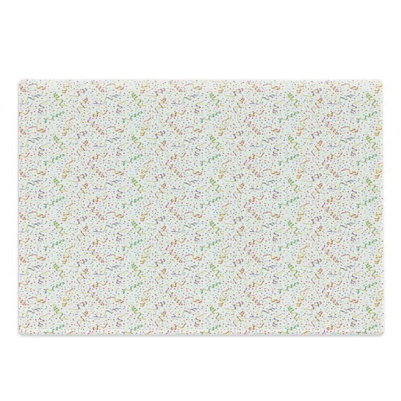 Birthday Cutting Board, Colorful Party Pattern Happy Occasion Theme Dots Stars Streamer, Decorative Tempered Glass Cutting and Serving Board, Large Size, Multicolor, by Ambesonne