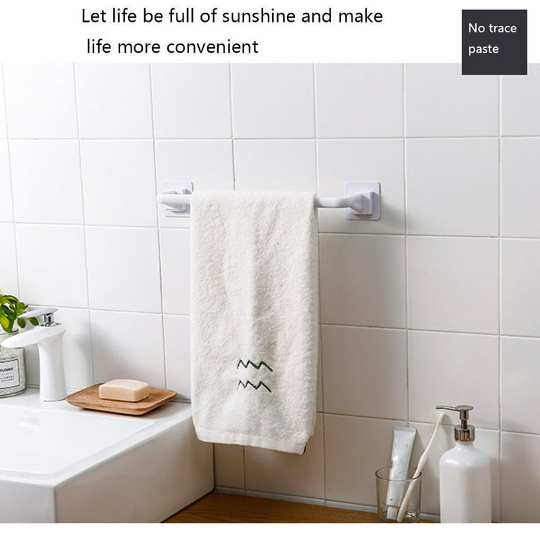 Self Adhesive Towel Rod Bar Wall Bath Towel Holder Rail Rack Kitchen  Bathroom