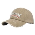 thumbnail image 4 of AJGRHE Distressed Baseball Cap With 3D Embroidery Unique Washed Denim Hat For Daily Casual Outdoor Hiking Khaki One Size, 4 of 4