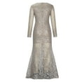 thumbnail image 4 of Women Wedding Dress Lace Sequin Embroidered Long Sleeve Bridal Maxi Dress Evening Gown Bodycon Bridesmaid Slim Sexy Dresses, 4 of 7