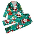 thumbnail image 2 of FAOWME Family Matching Christmas Pajamas Set Outfits Long Sleeve Turndown Collar Santa Claus Print Buttons Top And Pant Comfortable Soft Sleepwear For Child Kids-Green 13-14 Years, 2 of 7