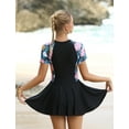 thumbnail image 5 of IDOPIP Women Short Sleeve One Piece Rash Guard Modest Swimsuits Dress Zipper Bathing Suit Skirt with Short, 5 of 7