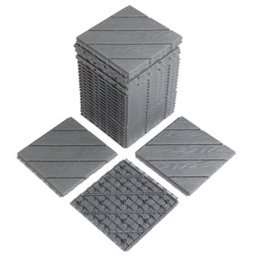 27 Pack Interlocking Deck Tiles, 11.8"x11.8" Plastic Flooring Tiles for Indoor Outdoor, Patio Flooring Outdoor Waterproof for Restroom, Bathroom, Kitchen, Pool, Wet Area,Dark Grey
