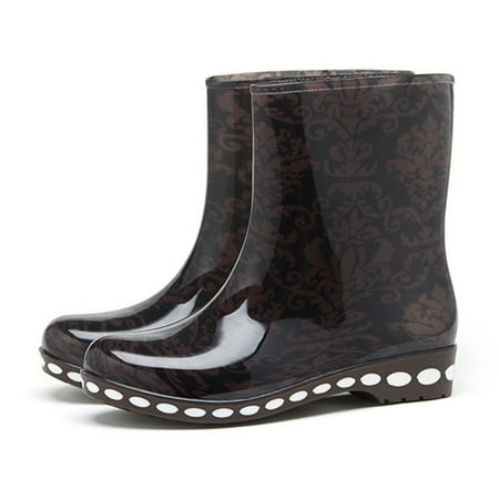 

Bnwani Rainboots Boots Women Rubber Boots For Women Waterproof Fashion Mid-Calf Rain Boots Fall Shop Brown 36-41