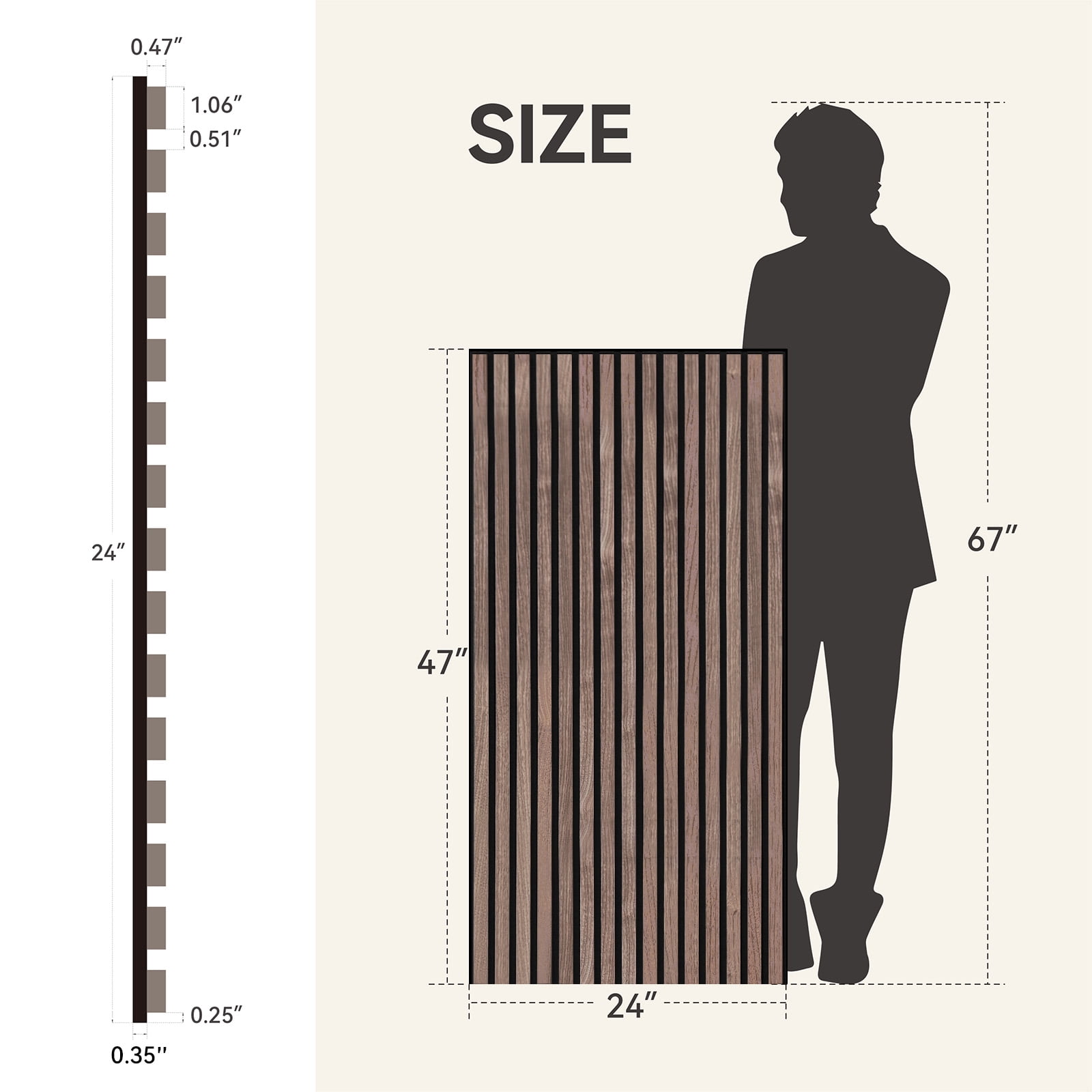 Upick MDF Acoustic Wall Panels, 4 Pack 48" x 24" 3D Slat Wood Panels for Wall, Soundproof Panels for Interior Wall Decor, Walnut