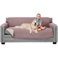 thumbnail image 1 of Original Patent Pending Reversible Large Sofa Protector, Many Colors, Seat Width to 70 Inch, Furniture Slipcover 2 Inch Strap, Couch Slip Cover Throw for Dogs, Pets, Dusty Rose Linen, 1 of 8