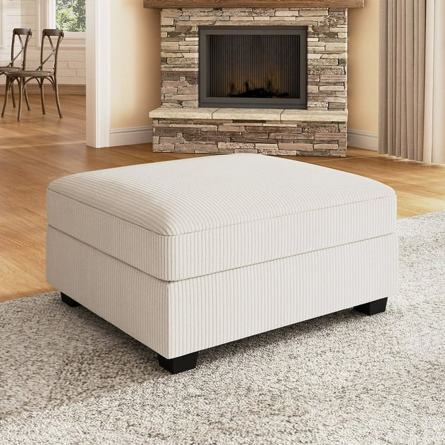 HONBAY Ottoman de Canapés Sectionnels Modulaires en Velours Côtelé, Beige