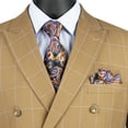 thumbnail image 3 of Men's 2-Piece Men's Windowpane Double Breasted Suit w/1 Pair of Socks - Camel 46L, 3 of 3