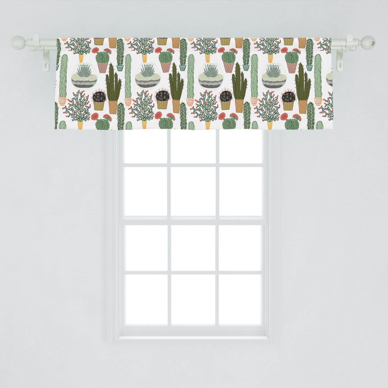 Cactus Window Valance, Pattern with Succulent Plants and Cactuses in ...