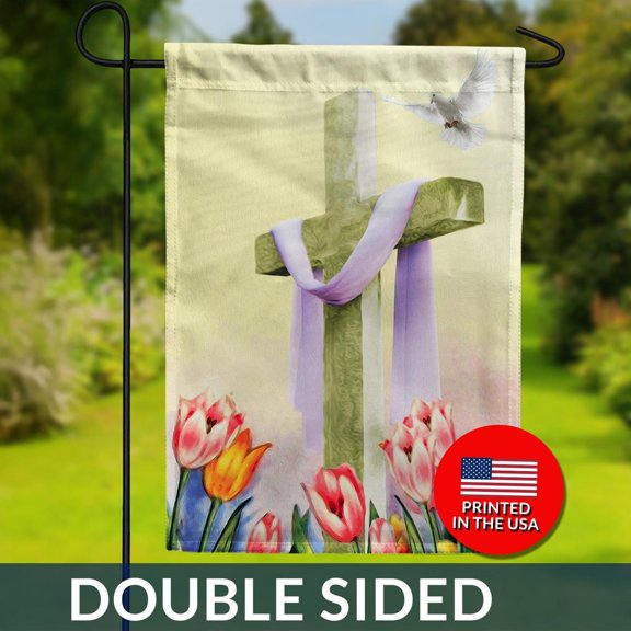 He is Risen Easter Garden Flag Double Sided Religious Decor 2