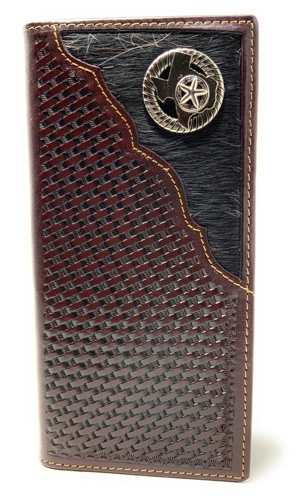 Western Bi-Fold Men's Texas Rodeo Long Wallet Quality Genuine Leather 