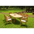 thumbnail image 3 of Grade-A Teak Dining Set: 8 Seater 9 Pc: 118" Oval Table And 8 Wave Stacking Arm Chairs Outdoor Patio WholesaleTeak #51WV2609, 3 of 7