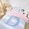 thumbnail image 3 of Erosebridal Girls D Personalized Initial Twin Bedding,Teens Kawaii Blue Bowknot Glitter Print Duvet Cover Set,Pink Reversible,2pcs,No Comforter, 3 of 5