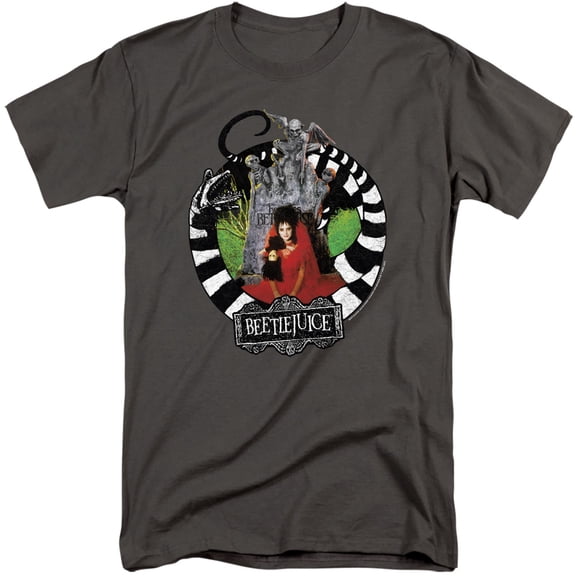 Beetlejuice Lydia with Worms Unisex Adult Tall T Shirt,Charcoal, X-Large