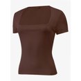 thumbnail image 5 of Women's Square Neck Tops Short Sleeve Crop Tops Workout Summer Clothes Casual Slim Fit T-Shirts, 5 of 5