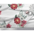 thumbnail image 2 of Soimoi White Silk Fabric Peony & Anemone Floral Print Decor Fabric Printed By the Yard 44 Inch Wide, 2 of 3