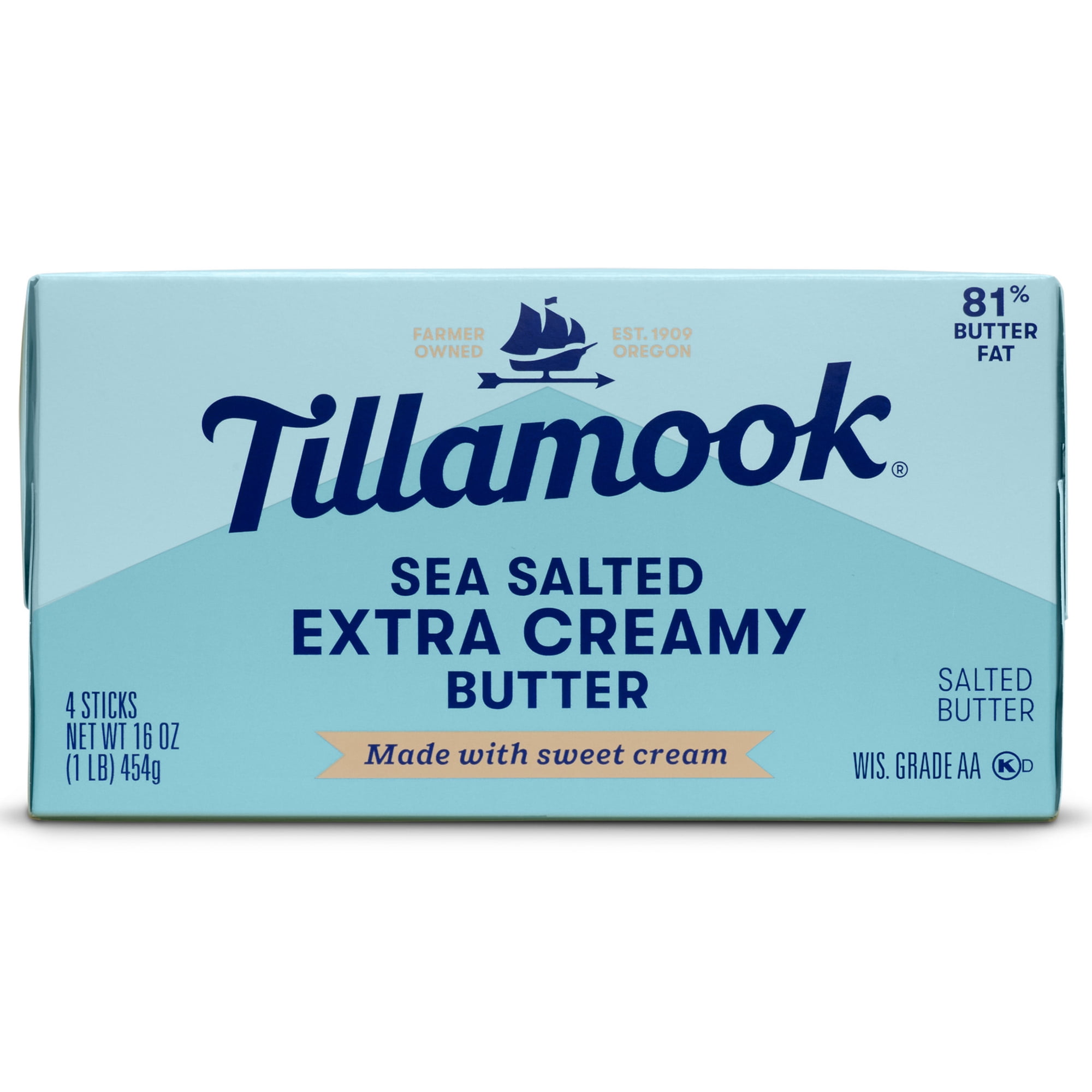 Tillamook Extra Creamy Salted Butter Sticks, 4 Count 16 oz