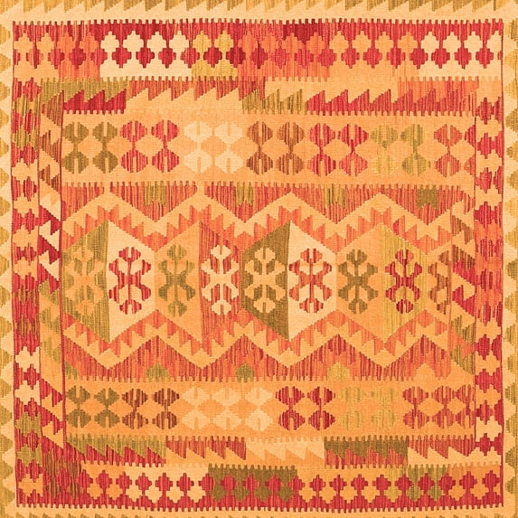 Ahgly Company Indoor Square Abstract Orange Contemporary Area Rugs, 6' Square