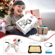 BEEPRINCESS Robot Dog, Smart Programmable RC Electronic Pet Puppy with Early Education Function, White/Pink